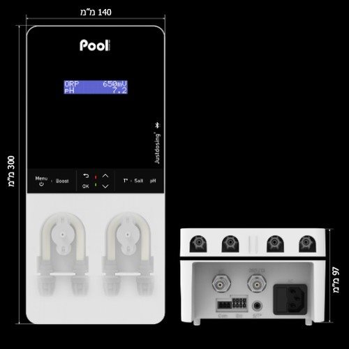 בקר משולב כלור ופי הייץ'; אוטומטי 100008 JUSTDOSING פול טק